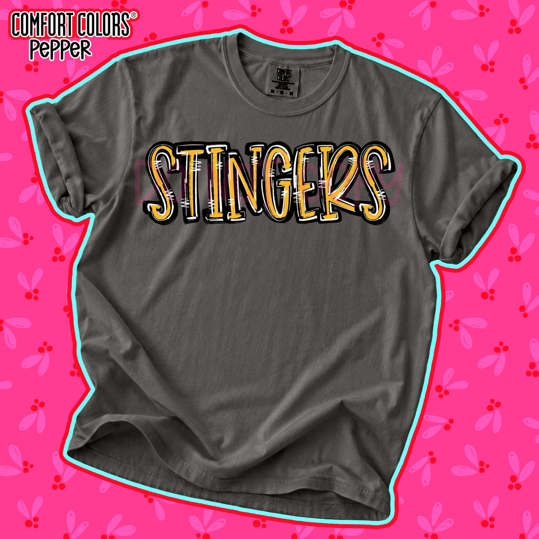 Stingers Yellow Gold Black Spirit Stack Mascots DTF transfer mockup