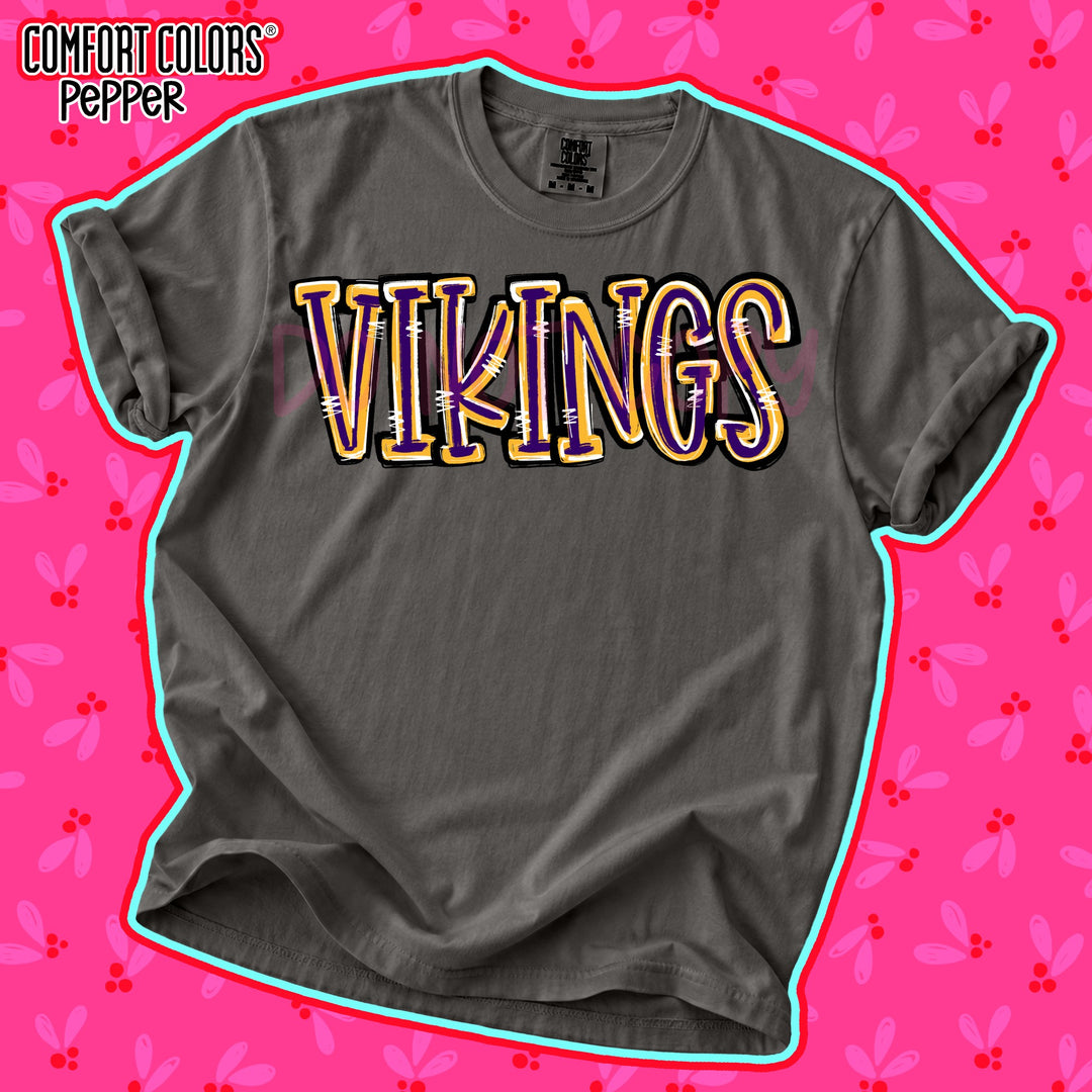 Vikings Purple Yellow Gold Spirit Stack Mascots DTF transfer mockup