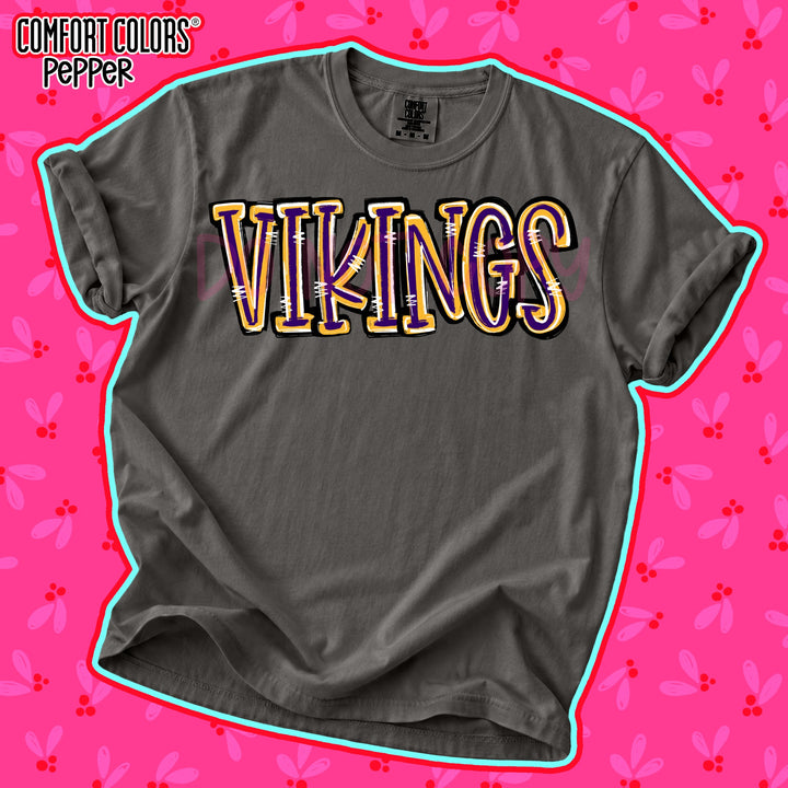 Vikings Purple Yellow Gold Spirit Stack Mascots DTF transfer mockup