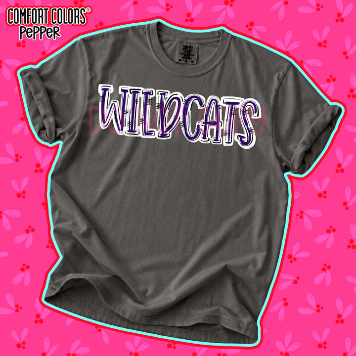 Wildcats Purple White Spirit Stack DTF transfer