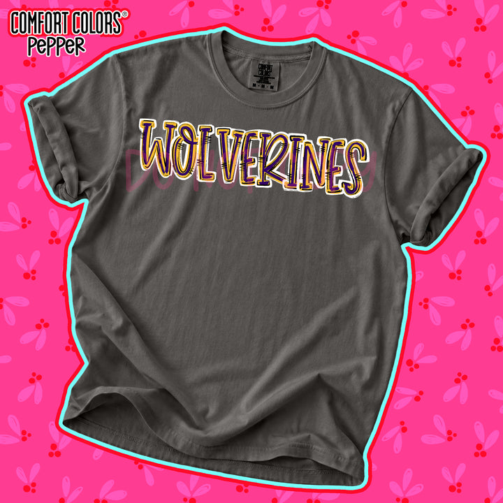 Wolverines Purple Yellow Gold Spirit Stack DTF transfer