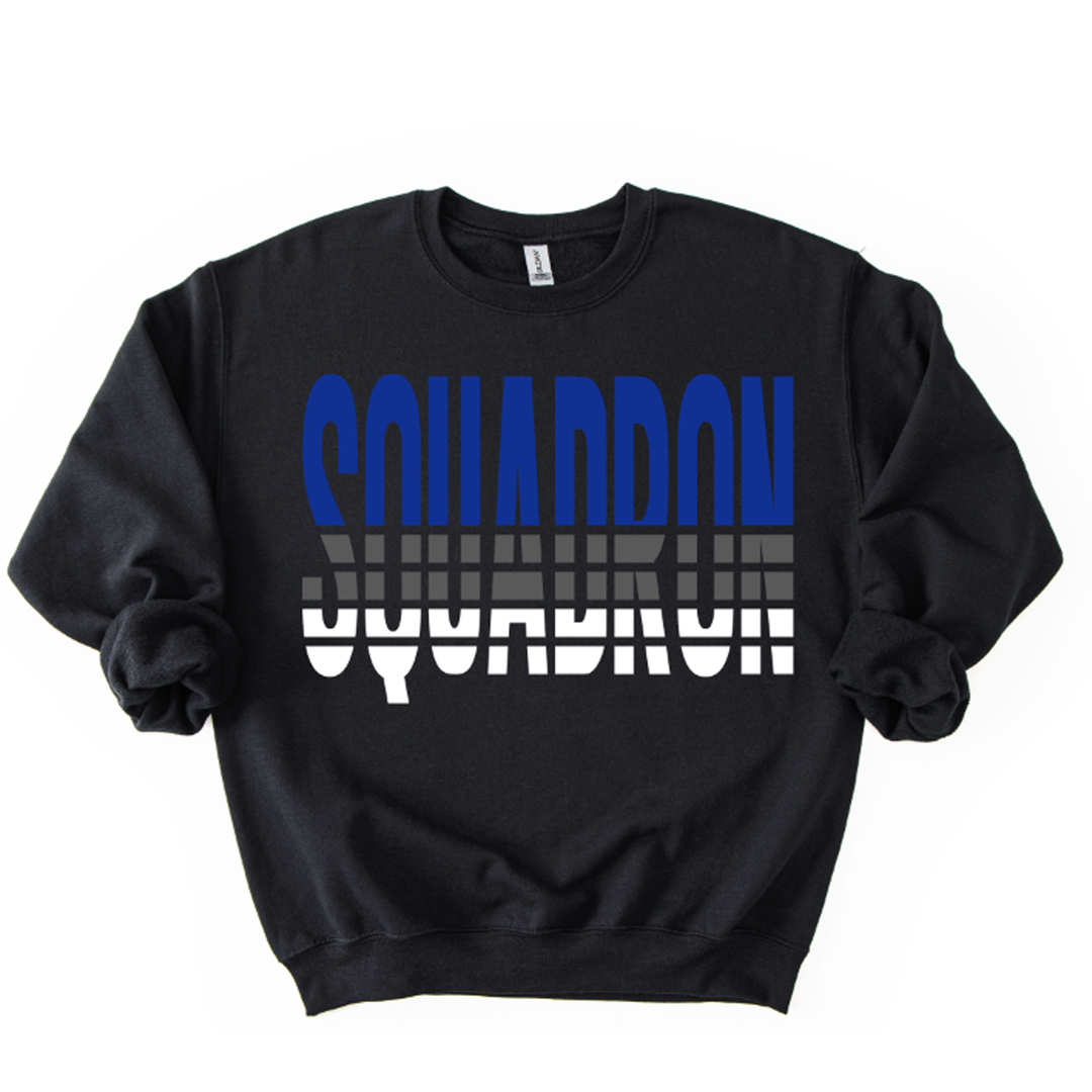 Squadron Split Varsity Royal Blue Gray and White – DTF Transfer