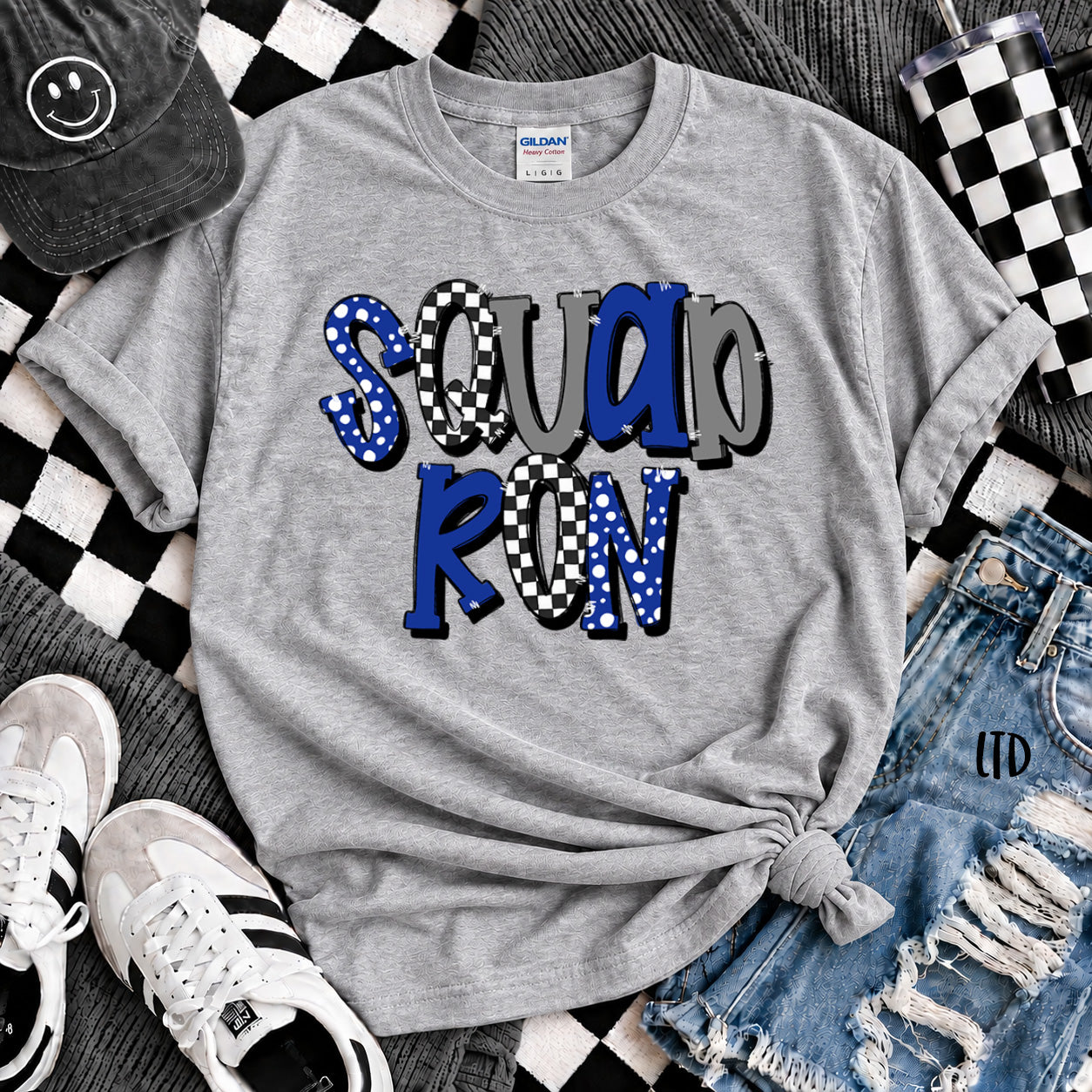 Dot Dot Check Mix Mascots Squadron Royal Blue White Gray design