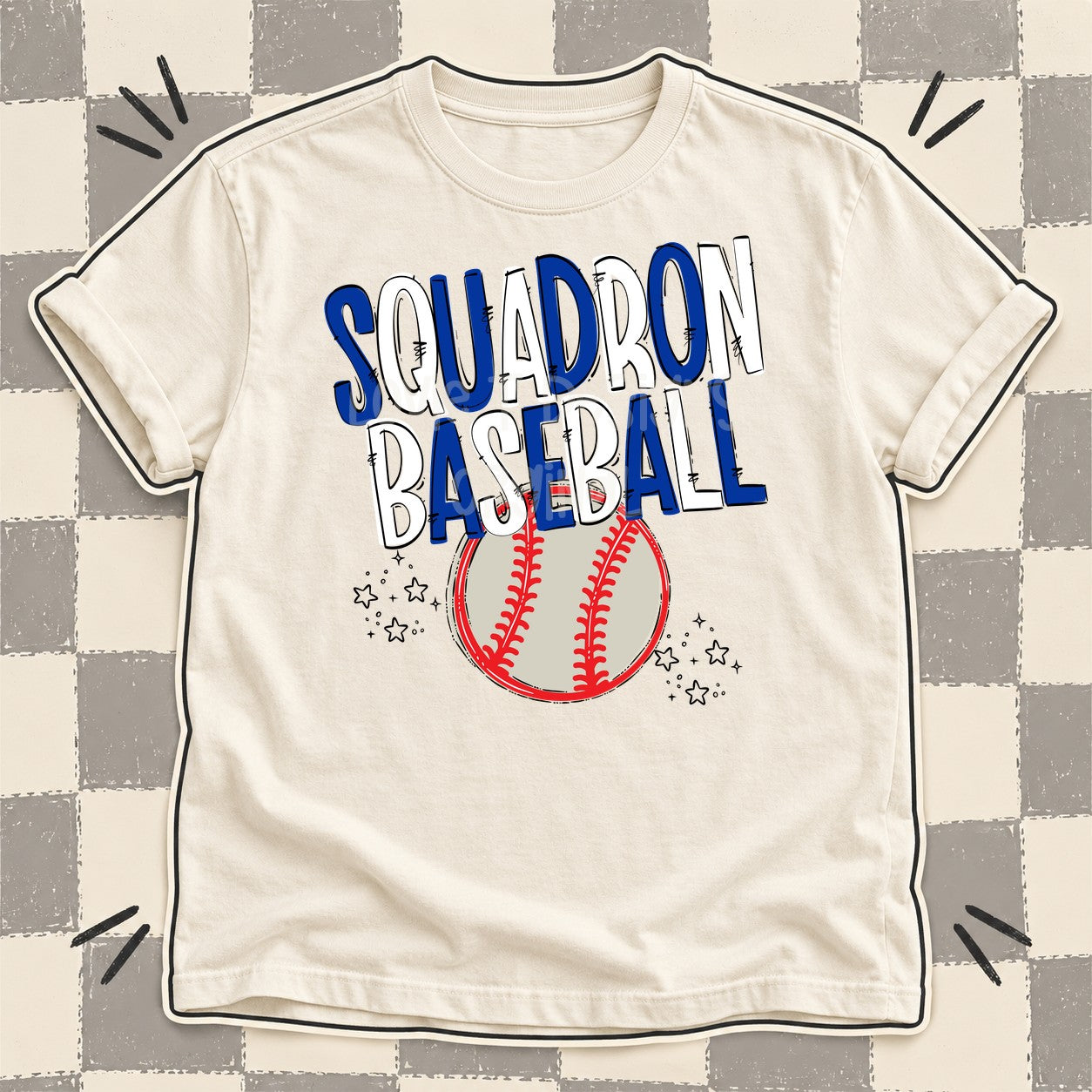Team Go Baseball Mascots Squadron Royal Blue White design