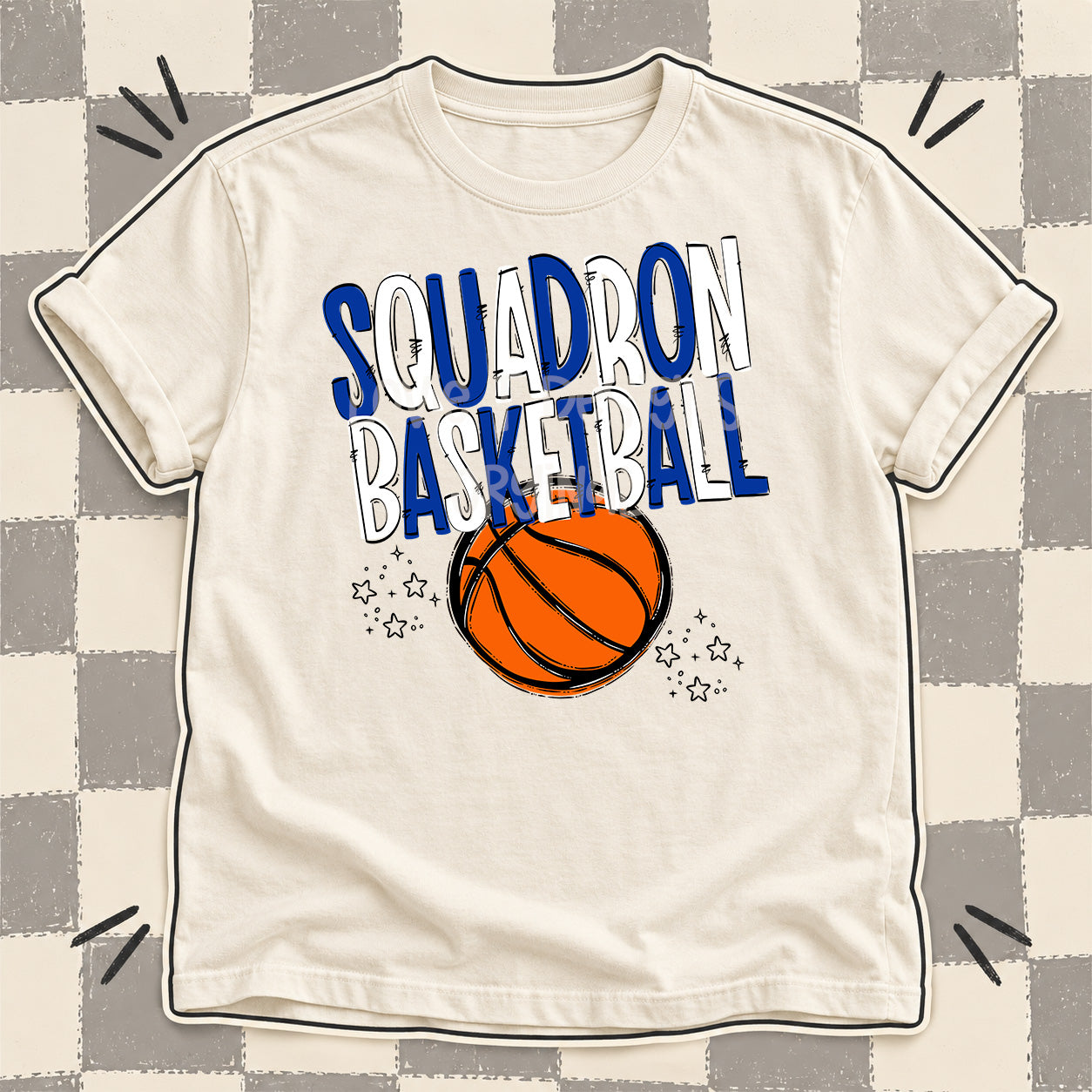 Team Go Basketball Mascots Squadron Royal Blue White design