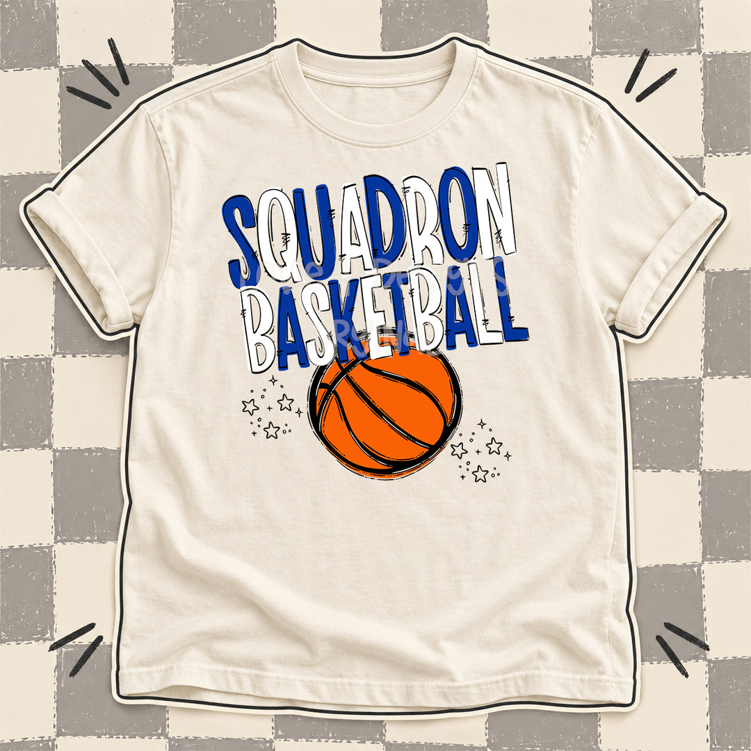 Squadron Royal Blue White Team Go Basketball Mascots DTF transfer