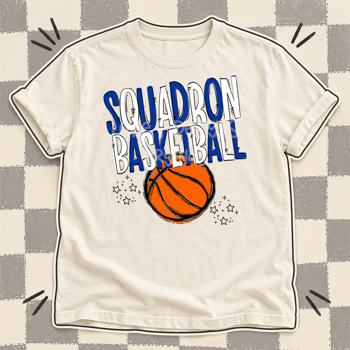 Squadron Royal Blue White Team Go Basketball Mascots DTF transfer