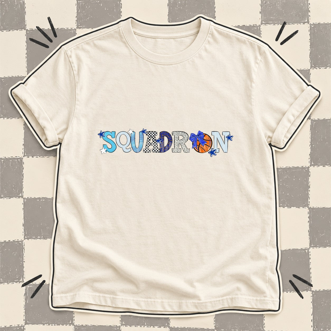 Mixed Doodle Basketball Mascots – Mascot Colors Squadron Royal Blue White Gray design