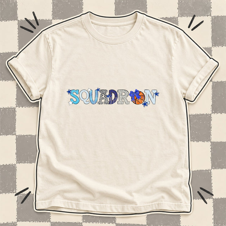 Squadron Royal Blue White Gray Mixed Doodle Basketball Mascots – Mascot Colors DTF transfer mockup