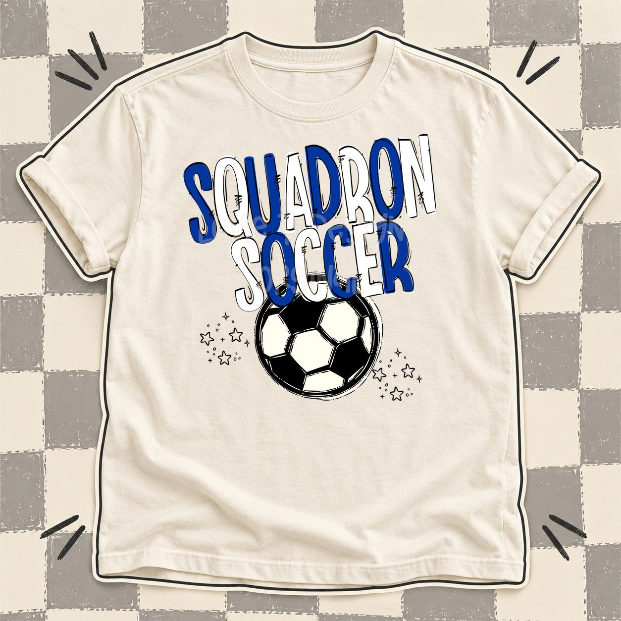 Team Go Soccer Mascots Squadron Royal Blue White design