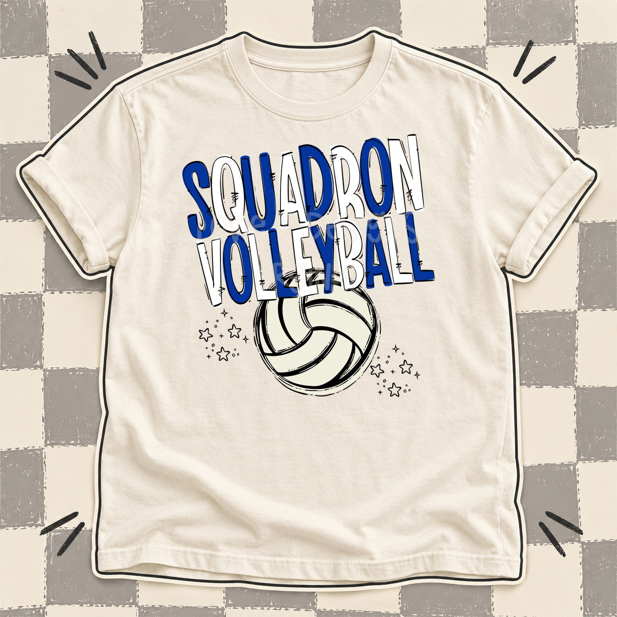Team Go Volleyball Mascots Squadron Royal Blue White design