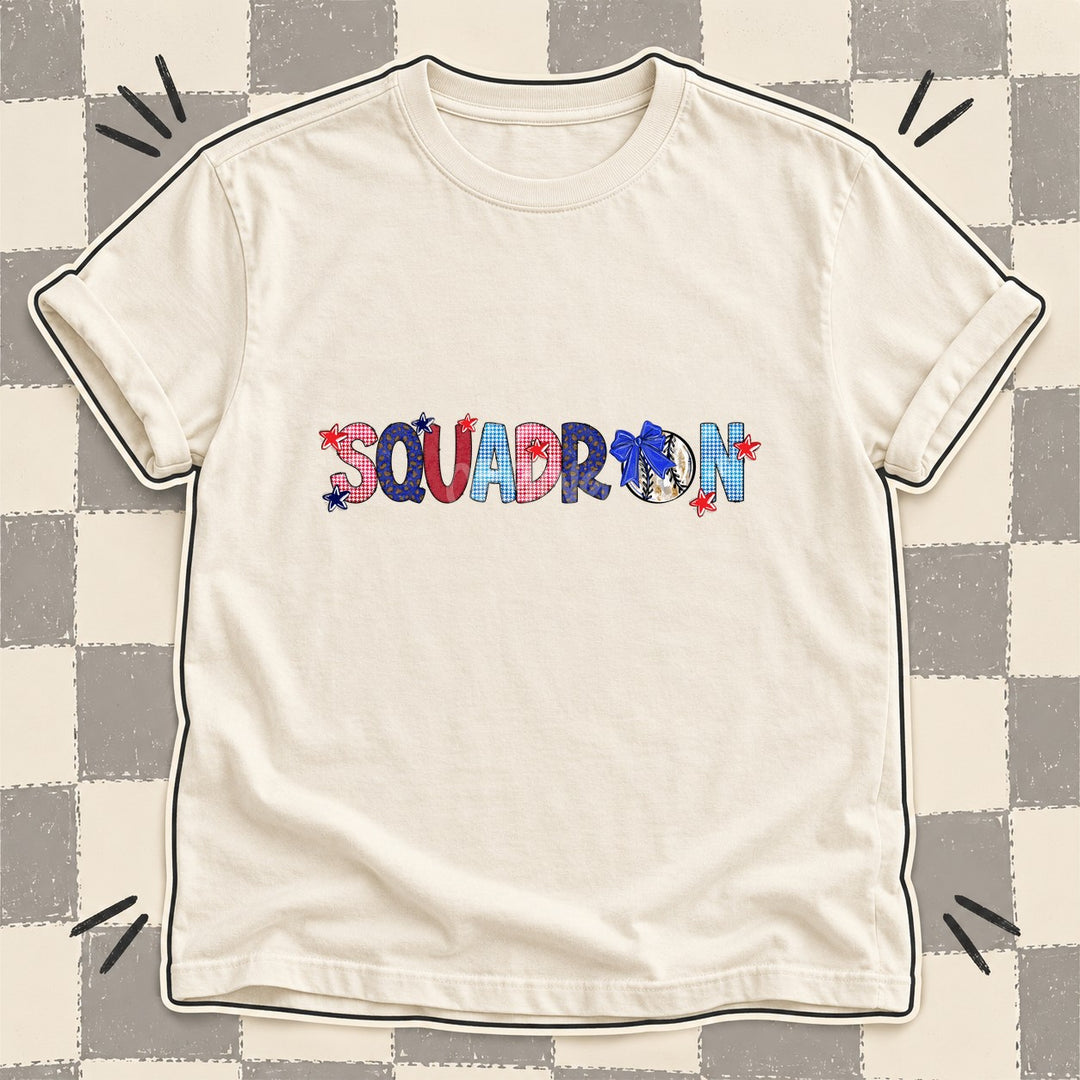 Squadron Mixed Doodle Baseball Mascots – Red and Royal DTF transfer mockup