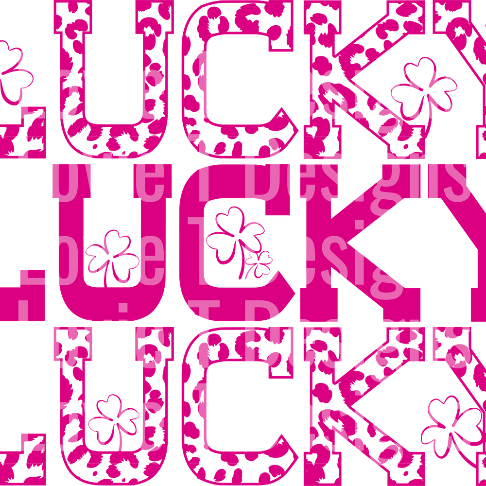 STACKED LUCKY LEOPARD ST PATRICKS DAY all bright pink with shamrocks