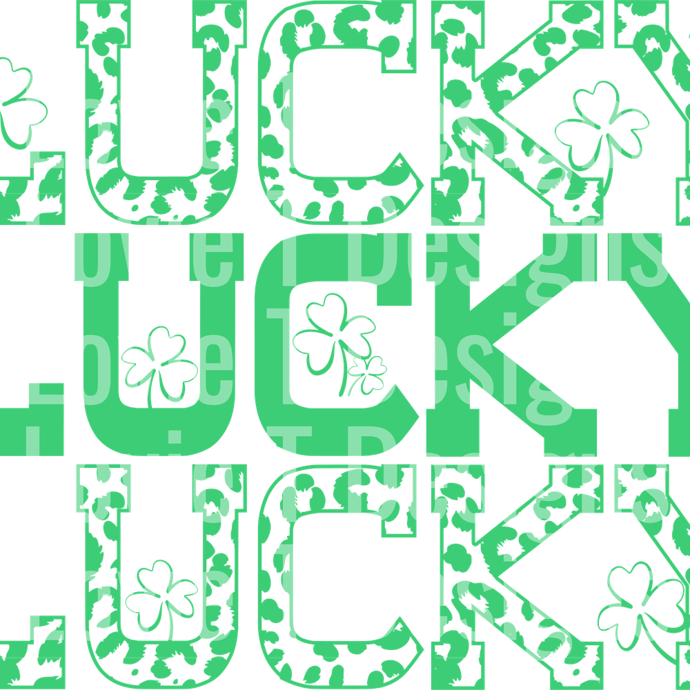 STACKED LUCKY LEOPARD ST PATRICKS DAY all green with shamrocks