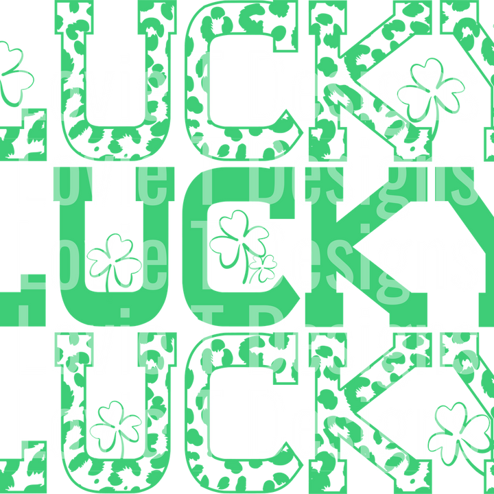 STACKED LUCKY LEOPARD ST PATRICKS DAY all green with shamrocks