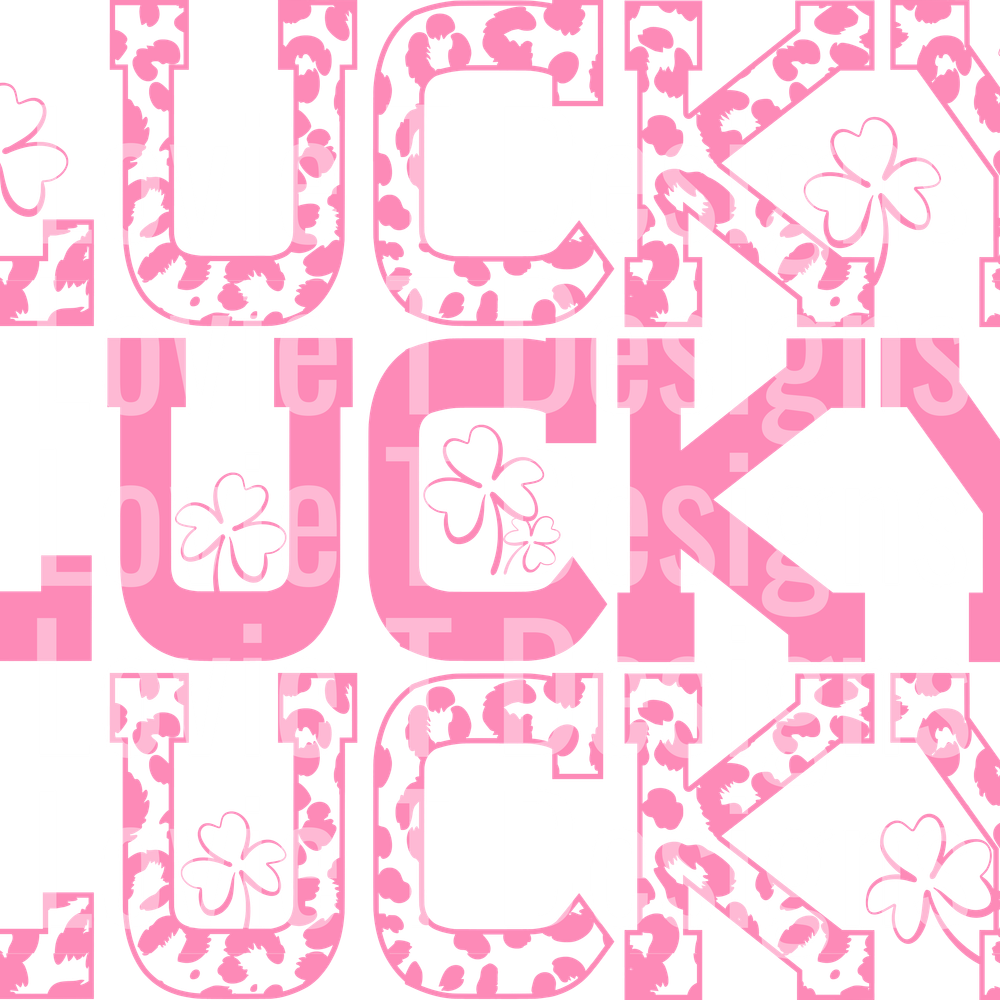 STACKED LUCKY LEOPARD ST PATRICKS DAY all pink with shamrocks