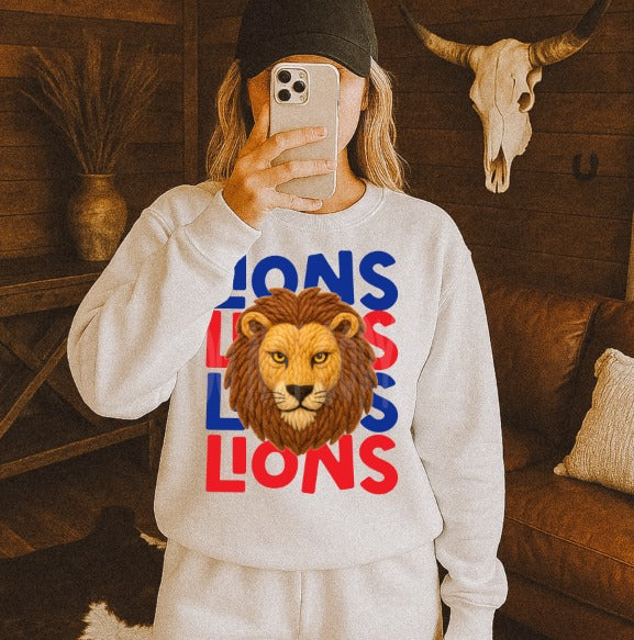 STACKED YARN LIONS ROYAL AND RED