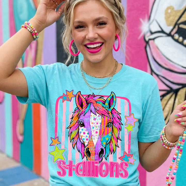 Stallions Funky Fresh mascot DTF transfer