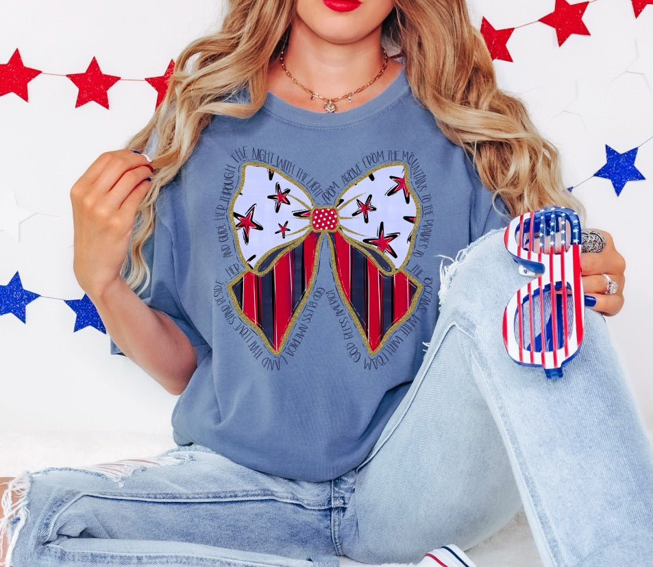 STARS AND STRIPES BOW WITH WORDS Americana DTF transfer design