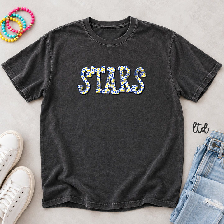 Stars Blue Yellow Polka Dot Mascots DTF transfer mockup