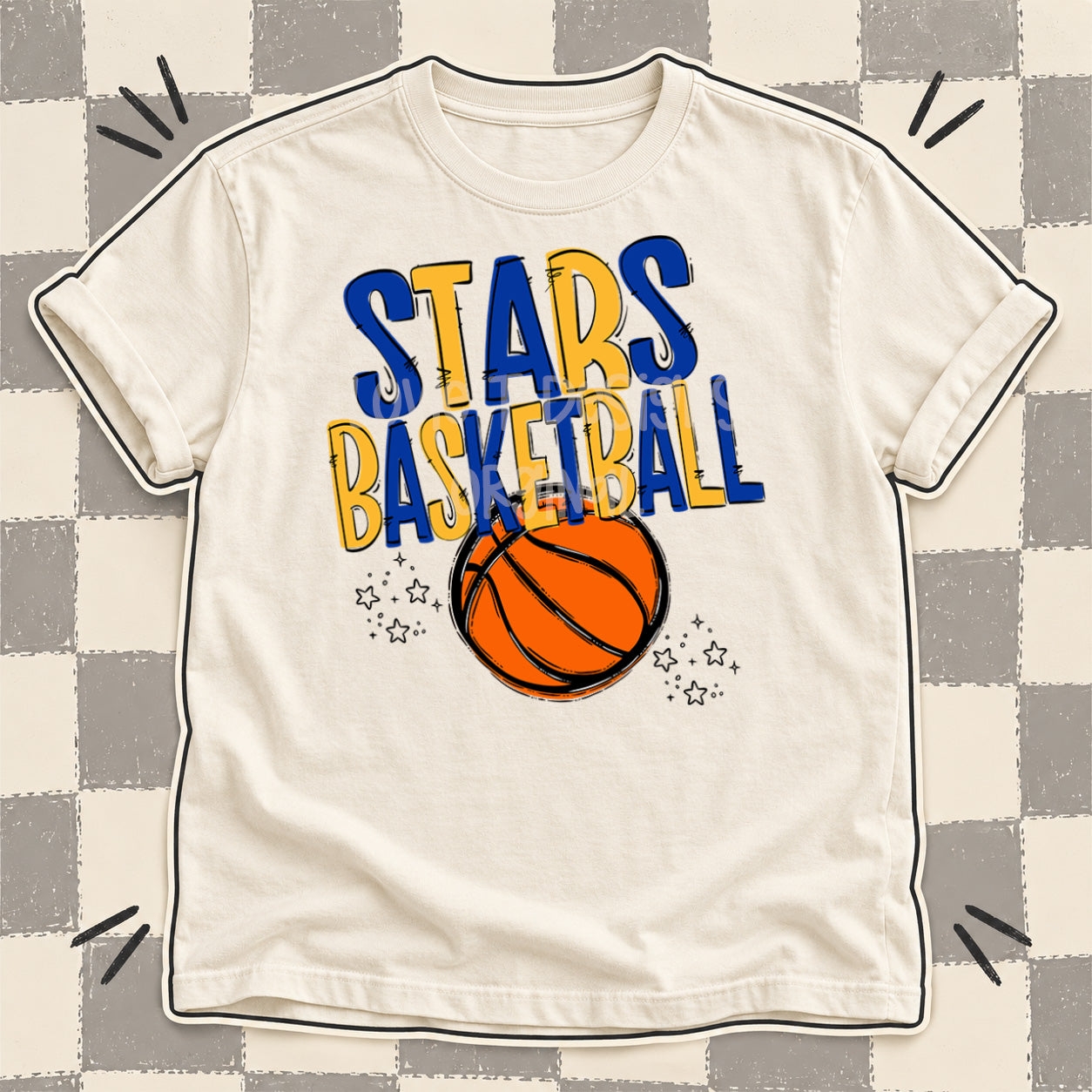 Team Go Basketball Mascots Stars Royal Blue Yellow Gold design