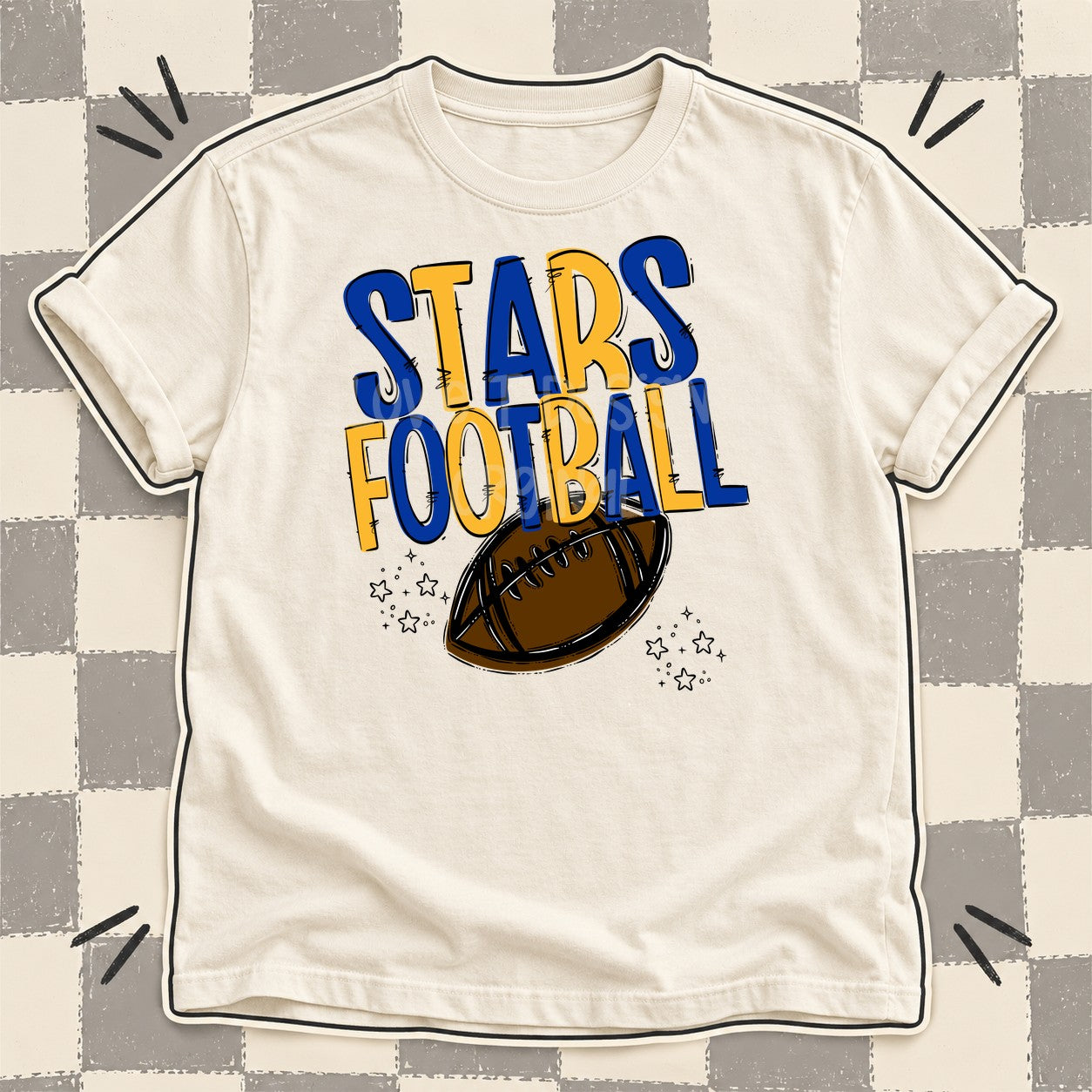 Team Go Football Mascots Stars Royal Blue Yellow Gold design