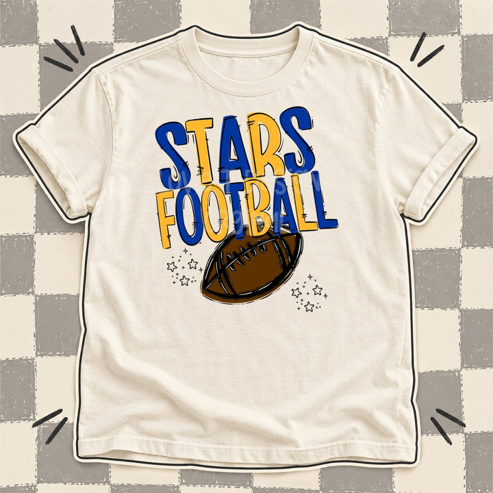 Stars Royal Blue Yellow Gold Team Go Football Mascots DTF transfer mockup