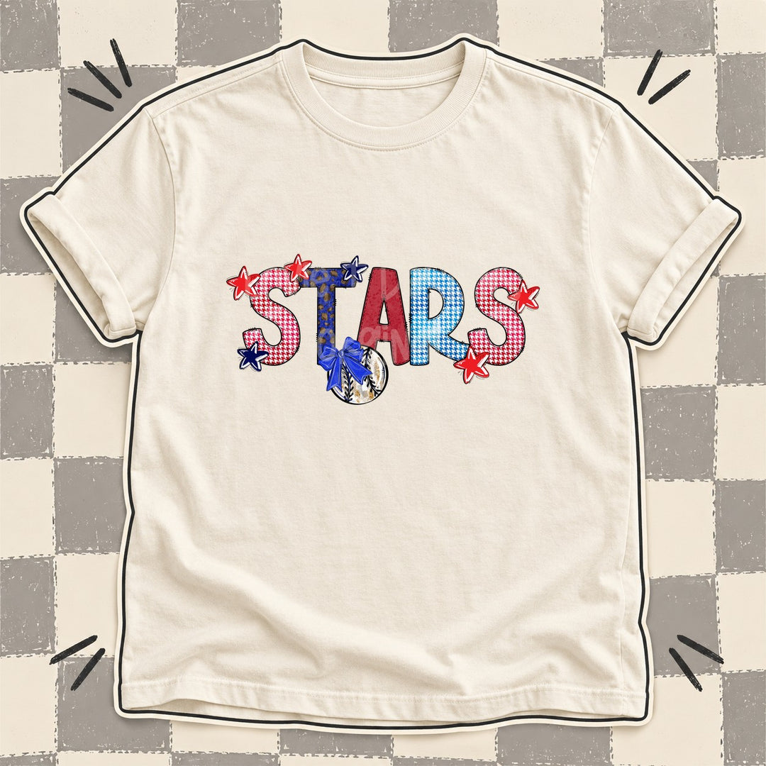 Stars Mixed Doodle Baseball Mascots – Red and Royal DTF transfer mockup