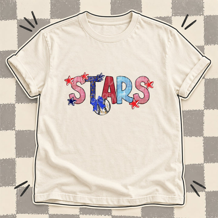 Stars Mixed Doodle Baseball Mascots – Red and Royal DTF transfer mockup