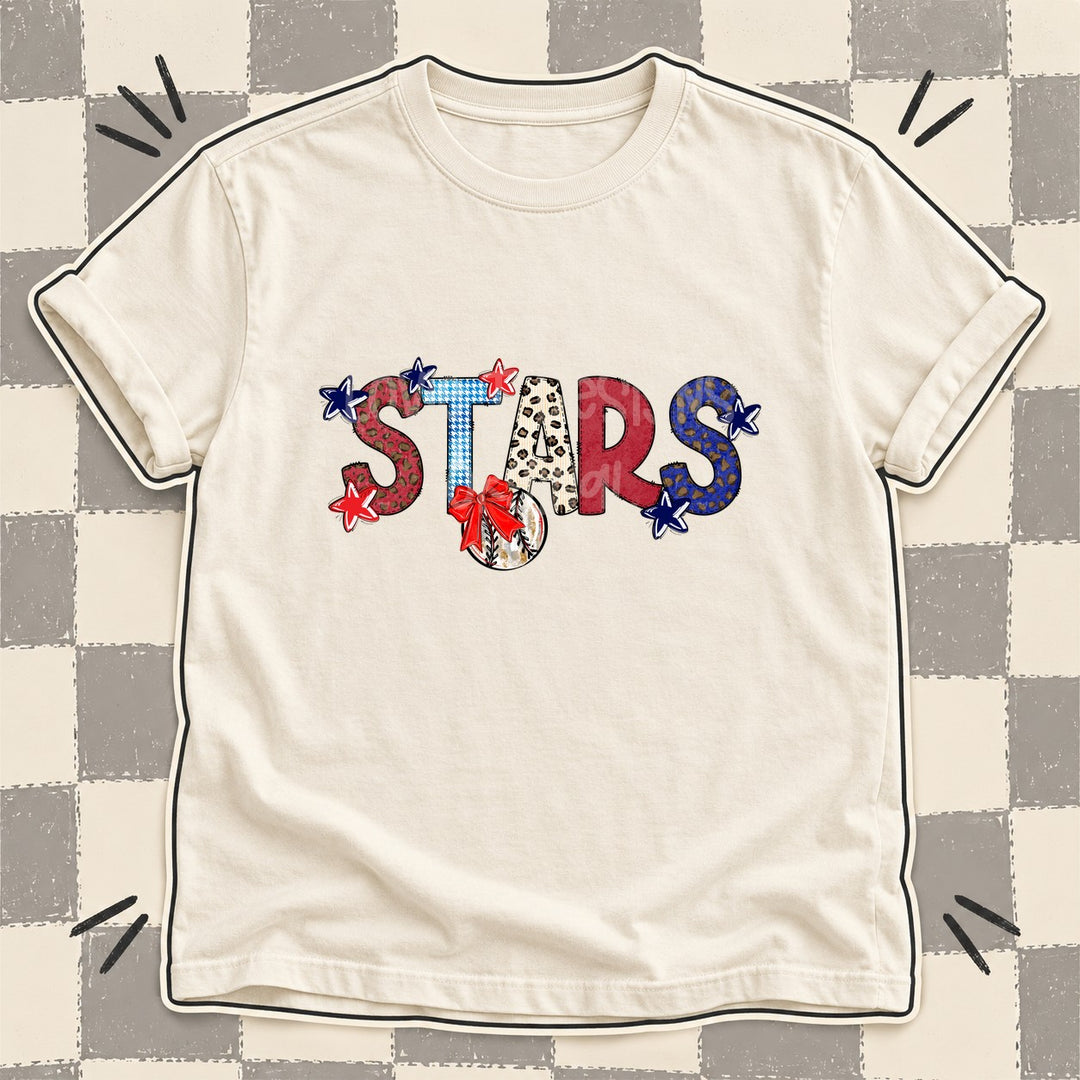 Stars Mixed Doodle Baseball Mascots – Leopard Red Navy DTF transfer mockup