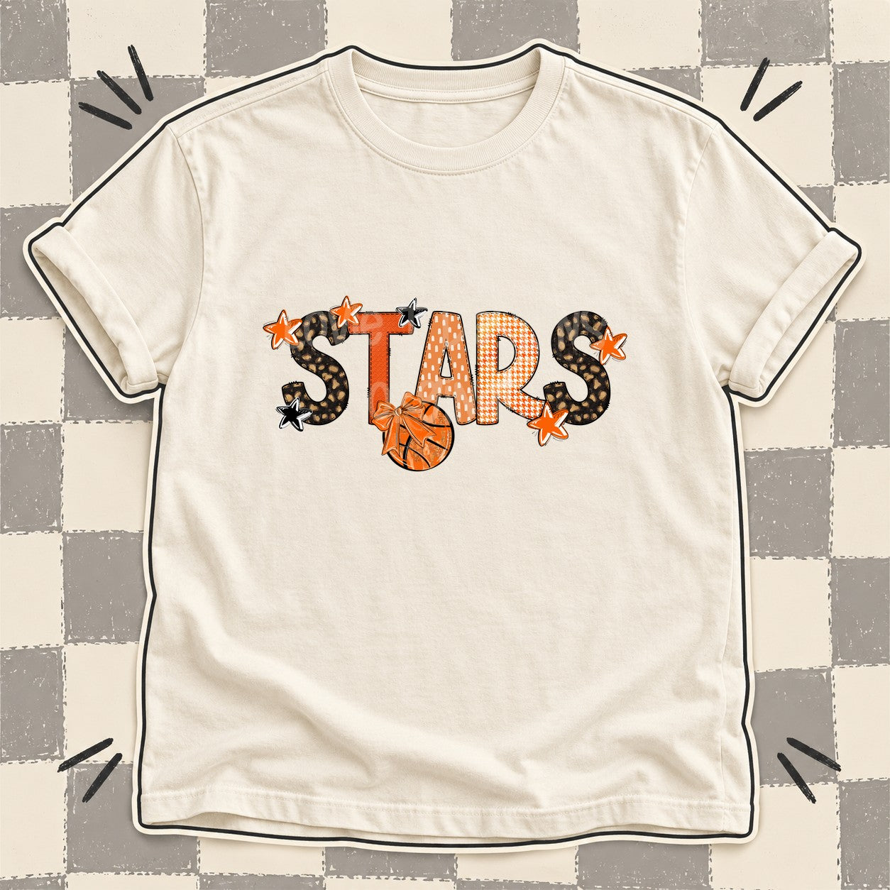 Mixed Doodle Basketball Mascots – Leopard Court Stars design