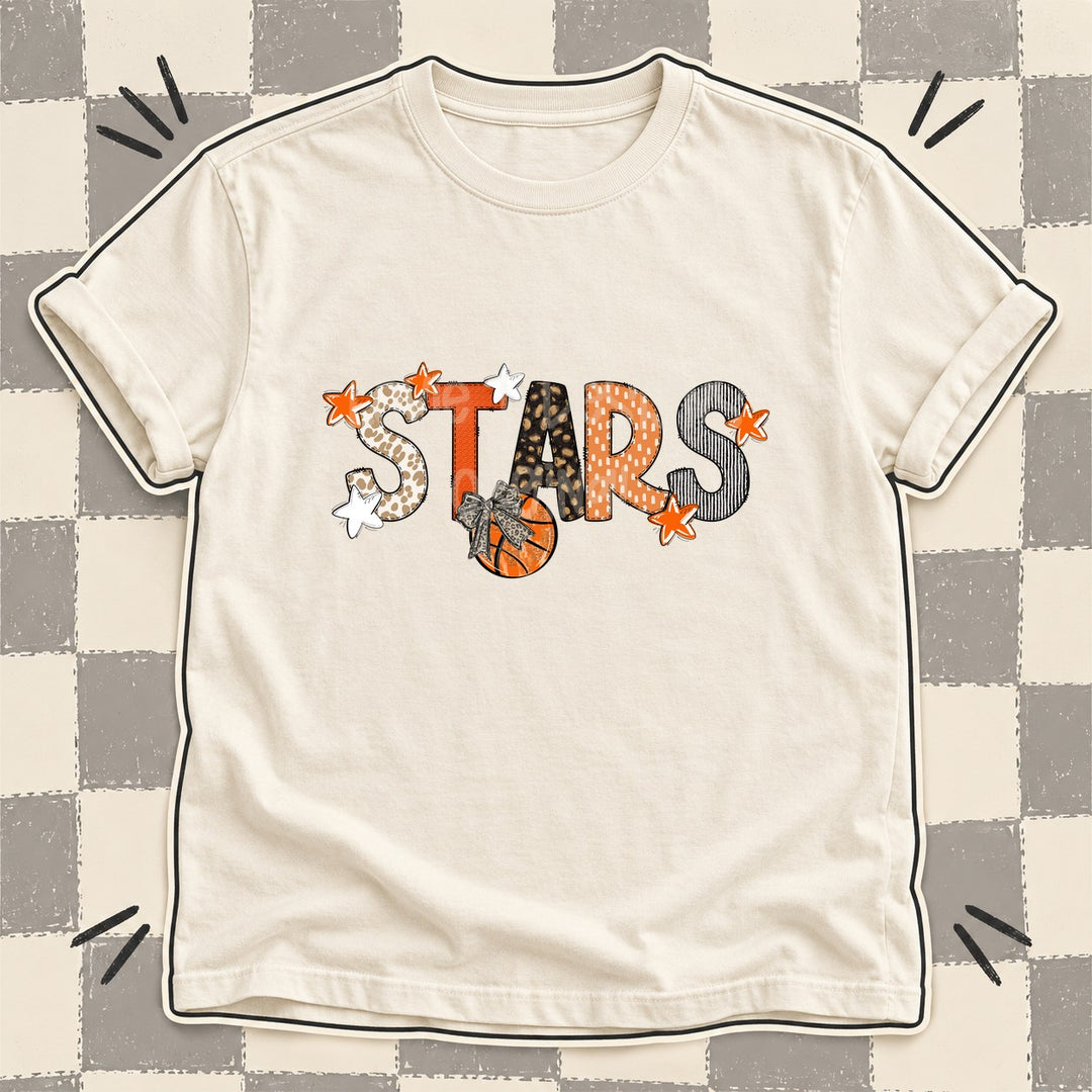 Stars Mixed Doodle Basketball Mascots – Orange and Brown DTF transfer mockup