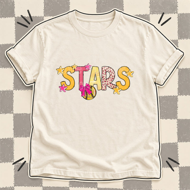 Stars Mixed Doodle Softball Mascots – Stitched Softball DTF transfer mockup