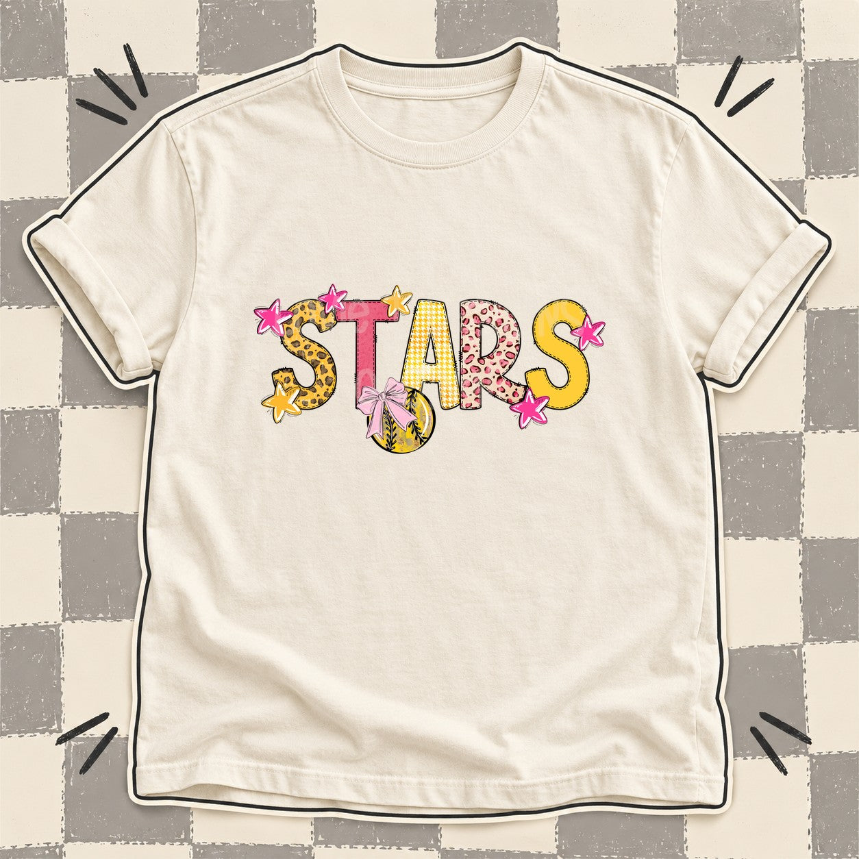 Mixed Doodle Softball Mascots – Sunshine Leopard Stars design