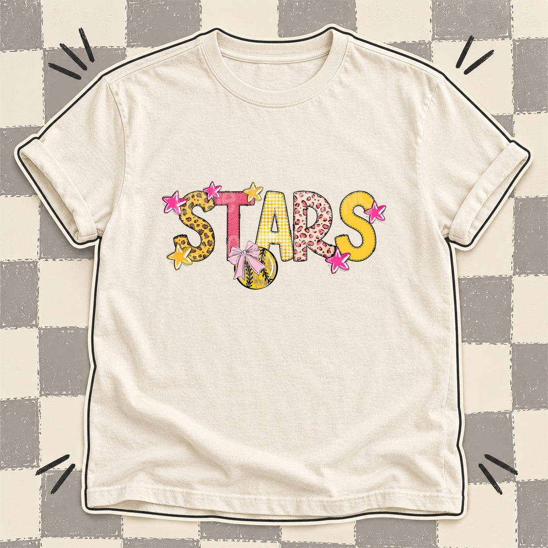 Stars Mixed Doodle Softball Mascots – Sunshine Leopard DTF transfer mockup