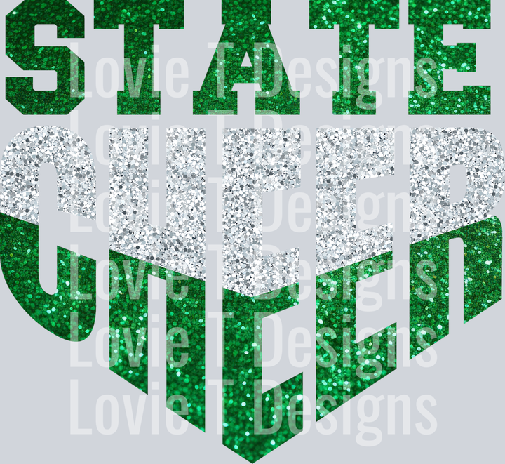 STATE CHEER GREEN AND SILVER GLITTER