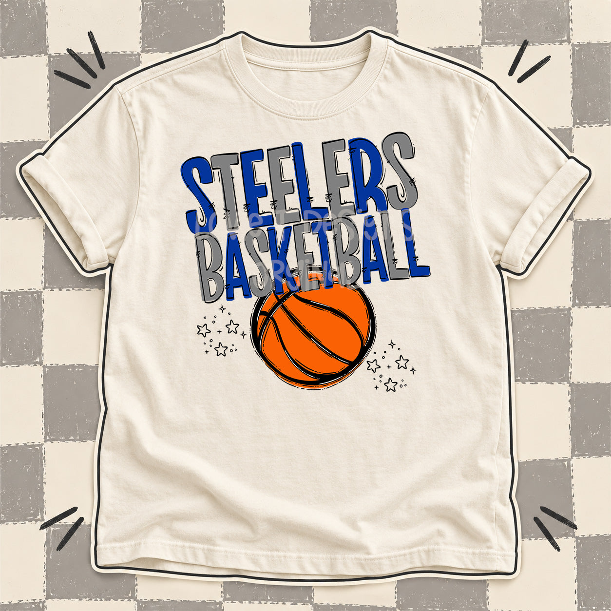 Team Go Basketball Mascots Steelers Royal Blue Gray design