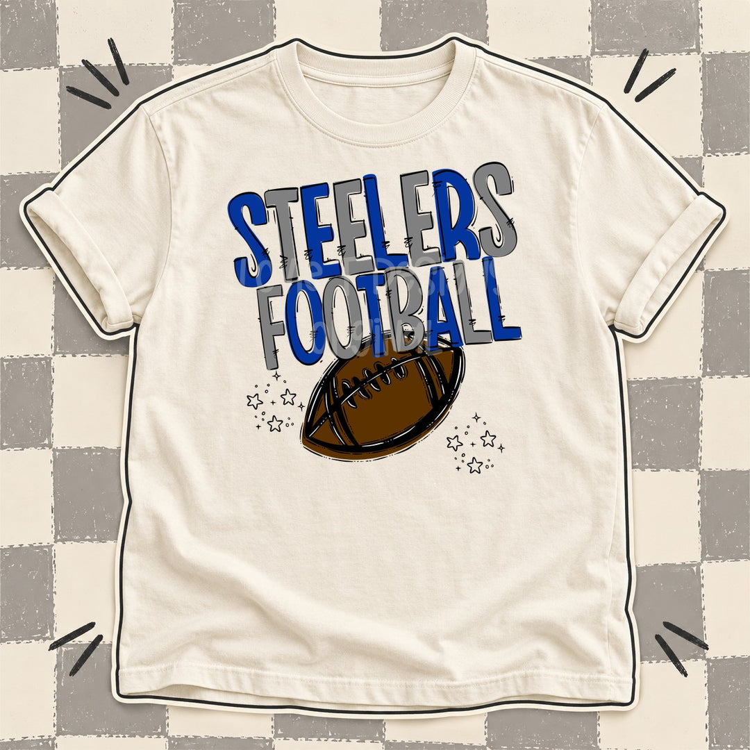 Steelers Royal Blue Gray Team Go Football Mascots DTF transfer mockup