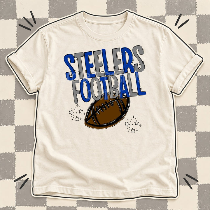 Steelers Royal Blue Gray Team Go Football Mascots DTF transfer mockup