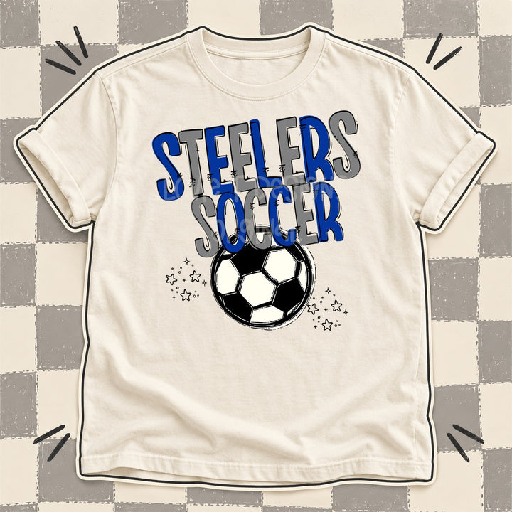 Steelers Royal Blue Gray Team Go Soccer Mascots DTF transfer mockup