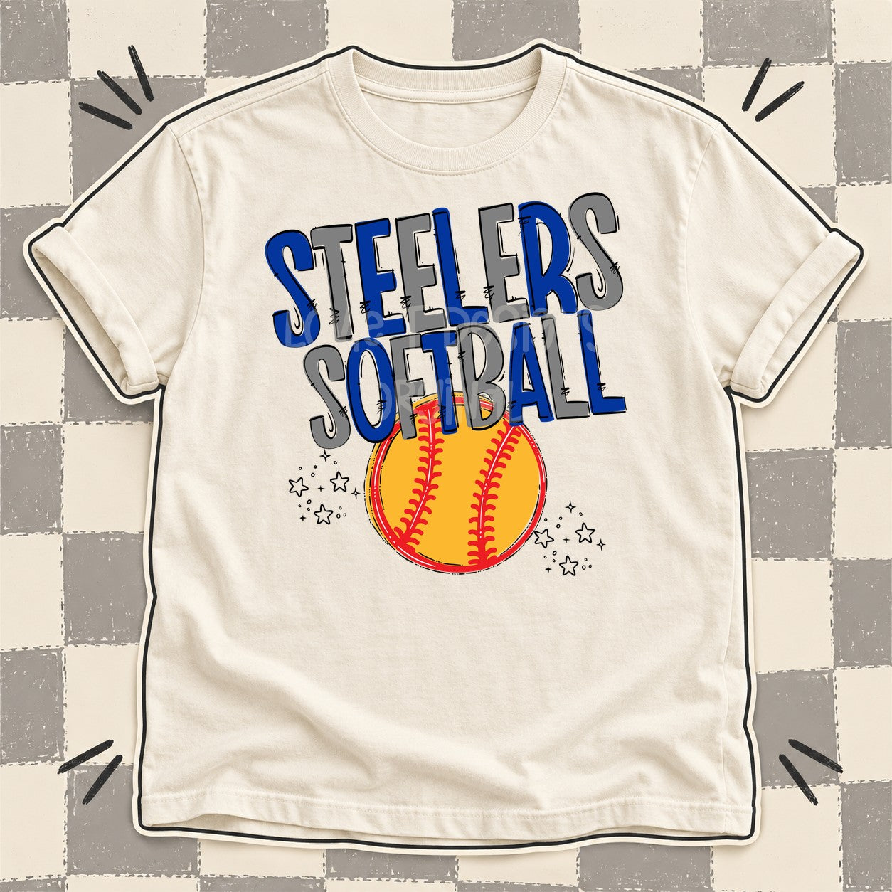 Team Go Softball Mascots Steelers Royal Blue Gray design
