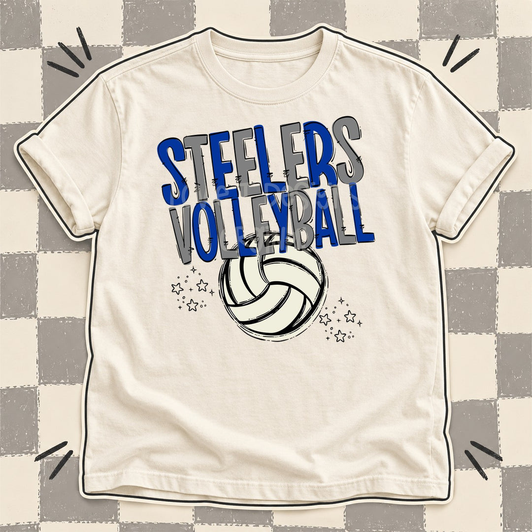 Steelers Royal Blue Gray Team Go Volleyball Mascots DTF transfer mockup