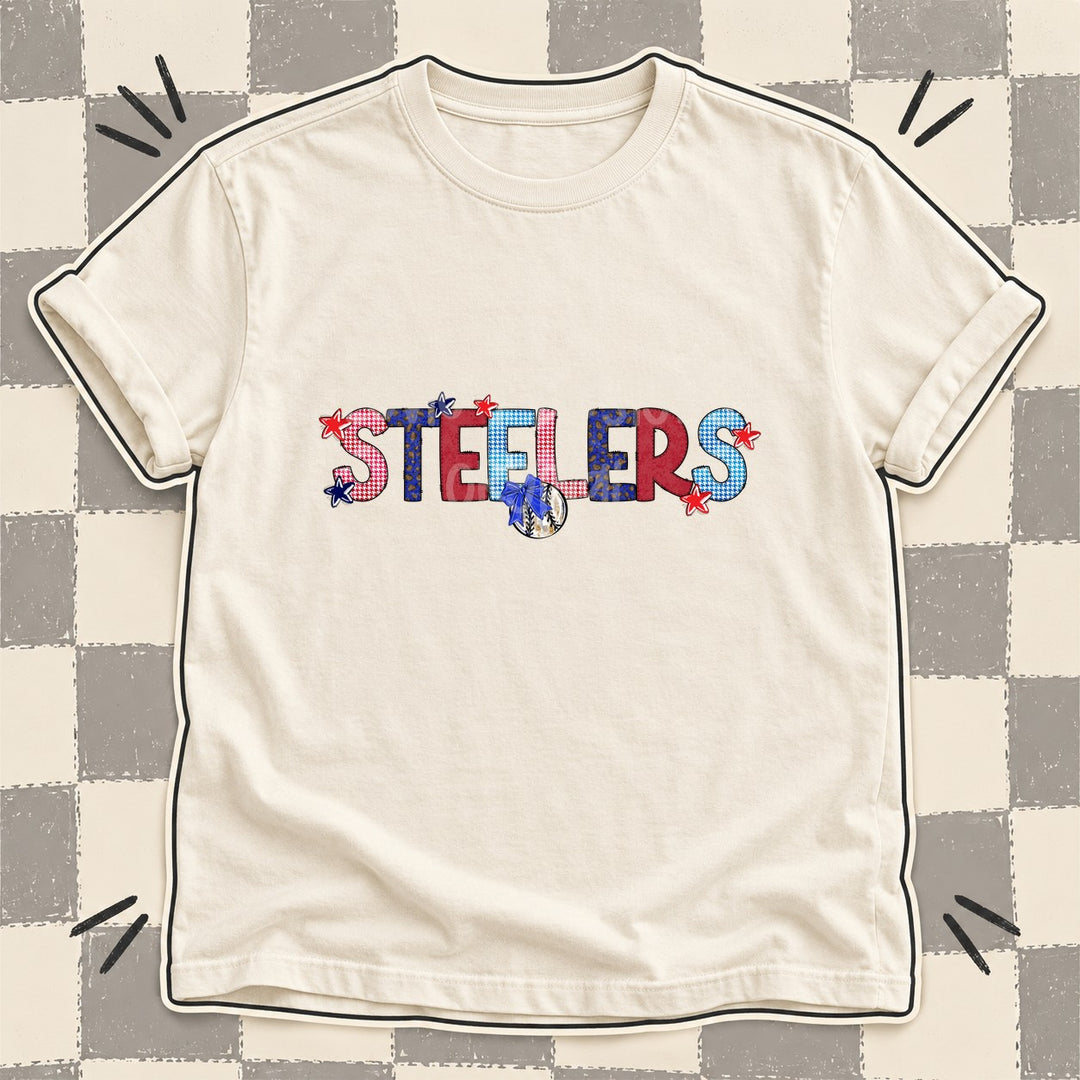 Steelers Mixed Doodle Baseball Mascots – Red and Royal DTF transfer mockup