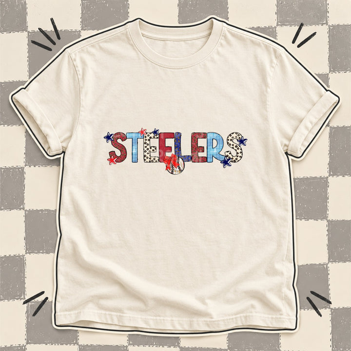 Steelers Mixed Doodle Baseball Mascots – Leopard Red Navy DTF transfer mockup