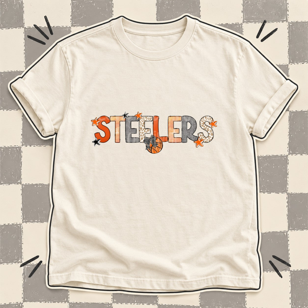 Mixed Doodle Basketball Mascots – Hoops Houndstooth Steelers design