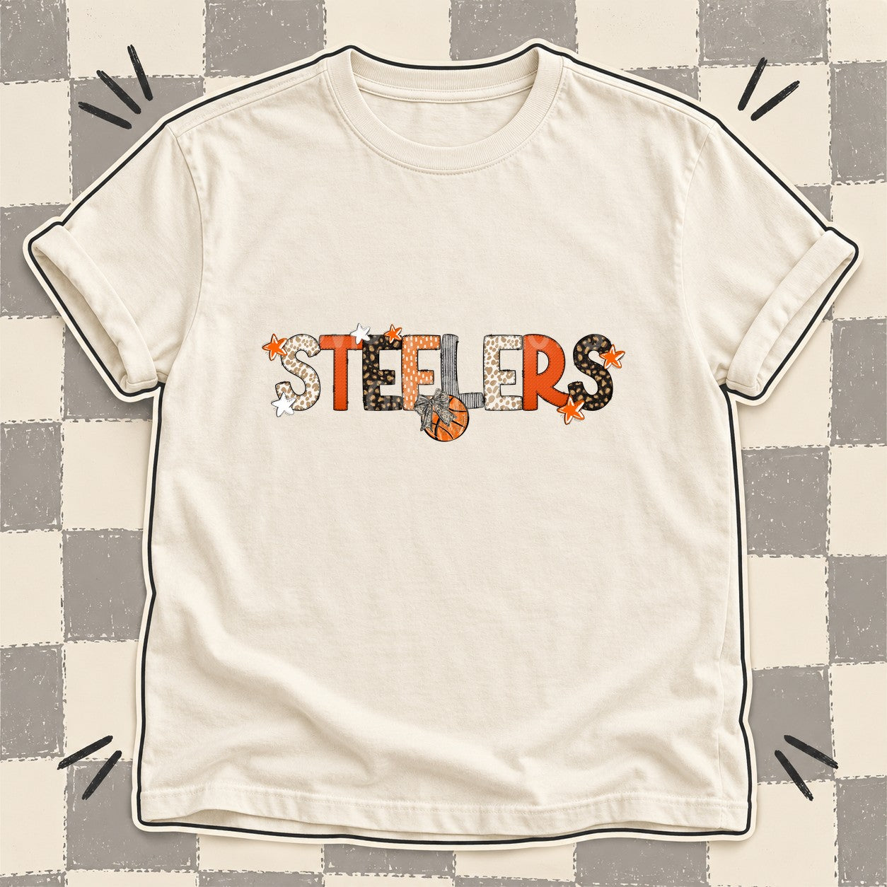 Mixed Doodle Basketball Mascots – Orange and Brown Steelers design