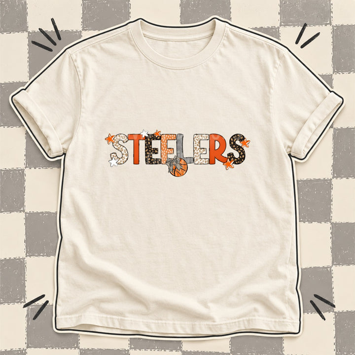 Steelers Mixed Doodle Basketball Mascots – Orange and Brown DTF transfer mockup