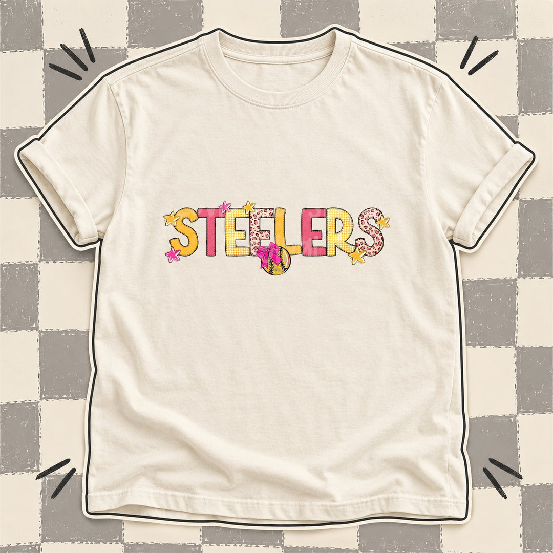 Steelers Mixed Doodle Softball Mascots – Stitched Softball DTF transfer mockup
