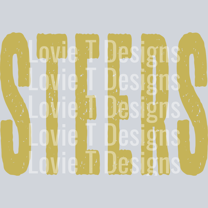 Steers Vegas Gold Overized Grunge Mascot – DTF Transfer