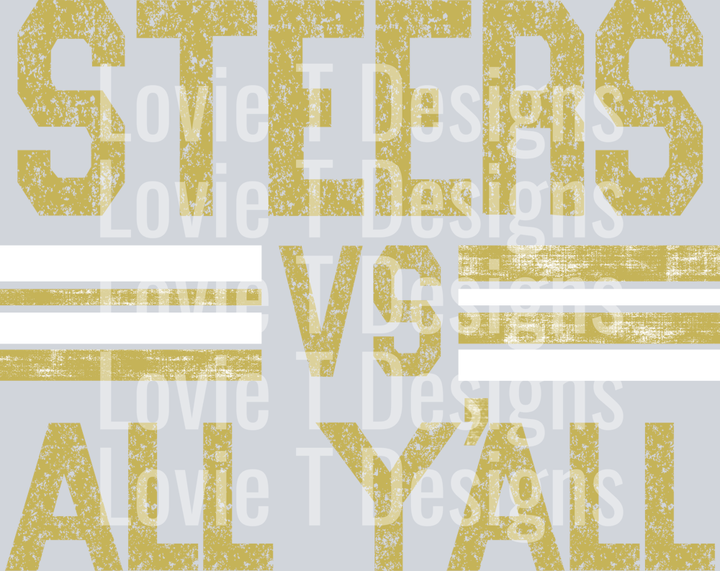STEERS VS ALL YALL VEGAS GOLD AND WHITE